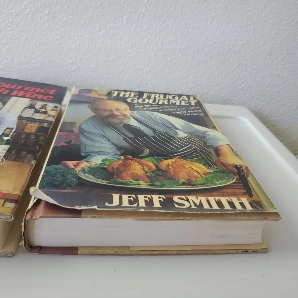 The Frugal Gourmet & Cooks with Wine Jeff Smith Cookbook Lot Hardcover 2 Books